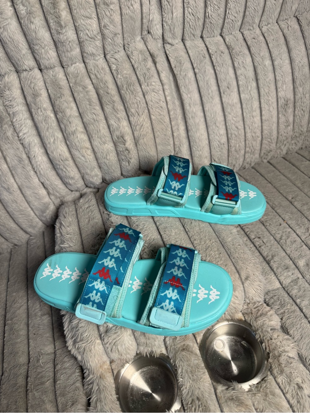 Kappa Aqua Teal Logo-Embossed Slide